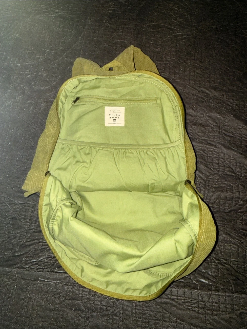 Billabong Corduroy Backpack in avocado color- Classic Everyday Pack 20L